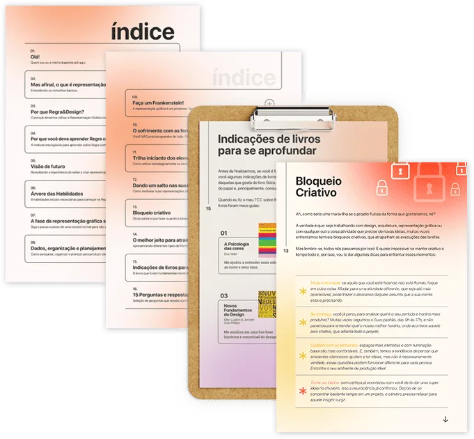 Páginas do guia em um clipboard
